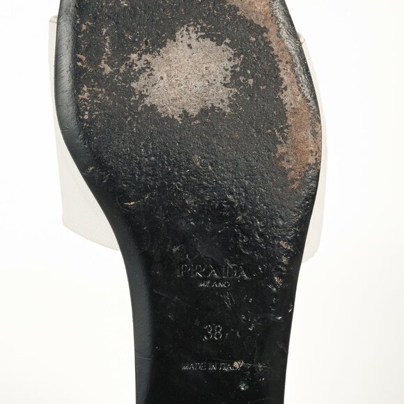 Prada White Saffiano Leather Logo Slide Sandals - Picture 6 of 11